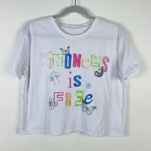 Grayson Threads Size Medium Kindness Is Free Cropped Graphic Tee Top White
